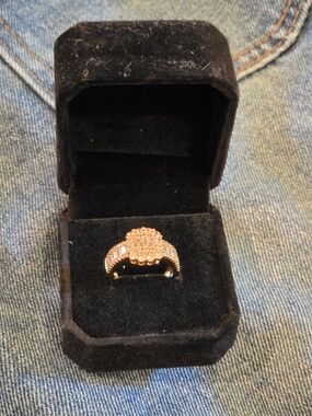 Gold-Tone Cluster Ring with Clear Stones - Women Jewelry